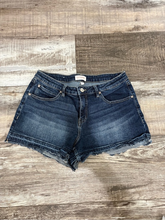Shyanne Pants - Shyanne Dark Blue Frayed Hem Denim Shorts